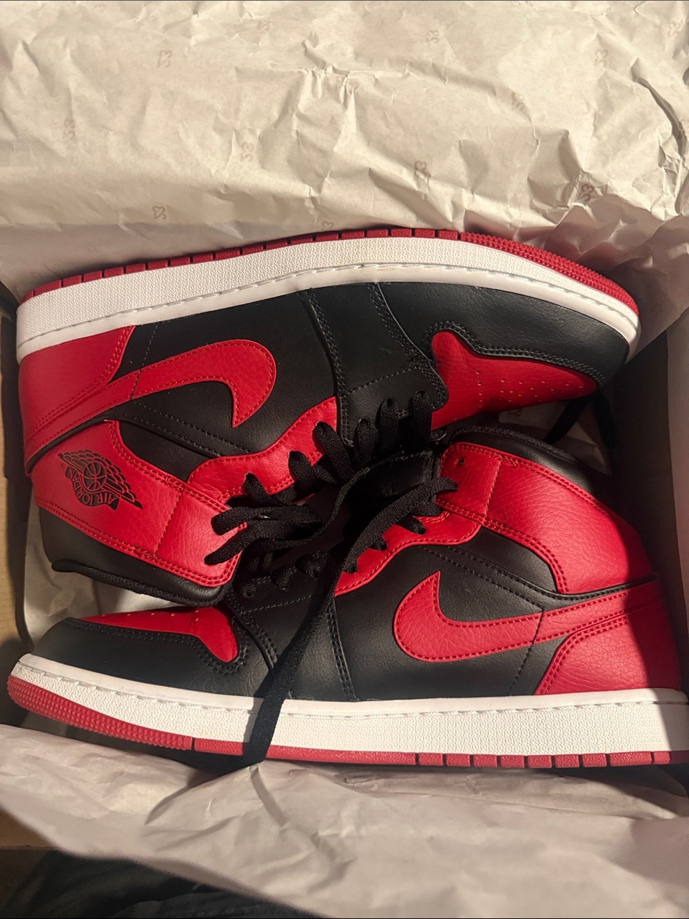 Nike Air Jordan 1 Mid Black/Red Men's Sneakers
